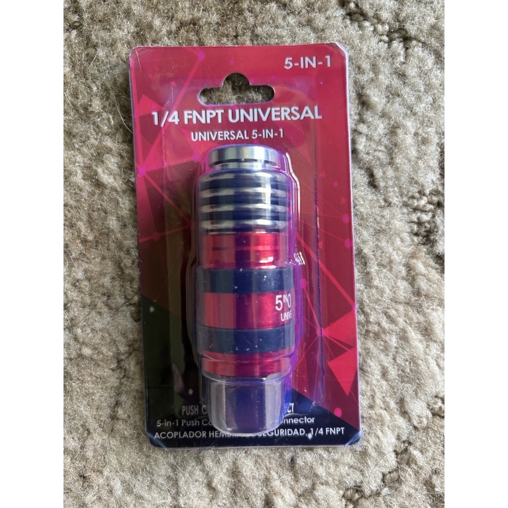 1/4 FNPT Universal Air Coupler 5-in-1 Quick Connect Push Button Release Safety